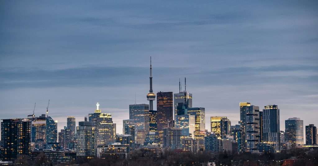 Toronto city skyline at night, Ontario, Canada