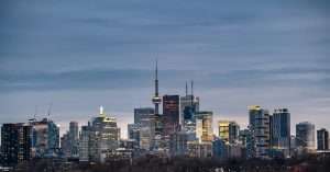 Toronto city skyline at night, Ontario, Canada
