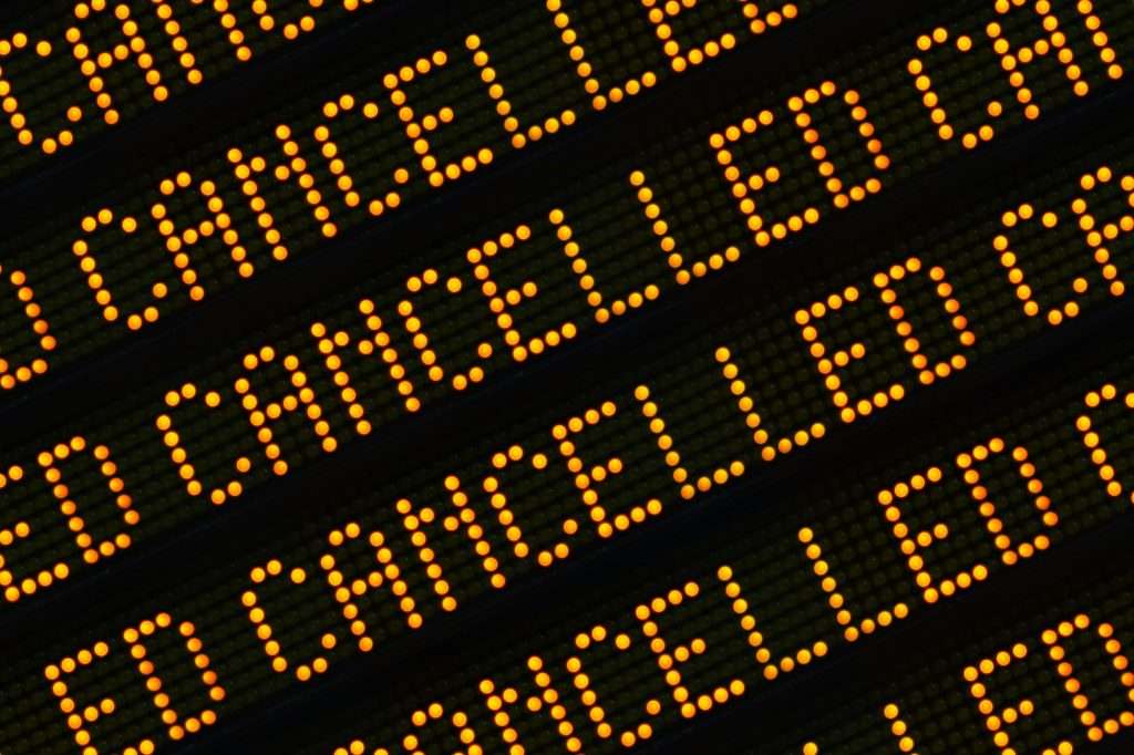 Cancelled Sign Closeup