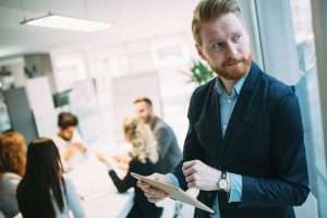 Handsome businessman ceo working in office