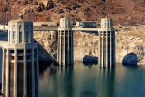 Hoover Dam and Colorado river in Nevada, USA