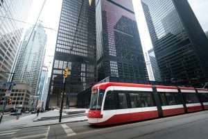 Tram streetcar in Toronto, Ontario, Canada