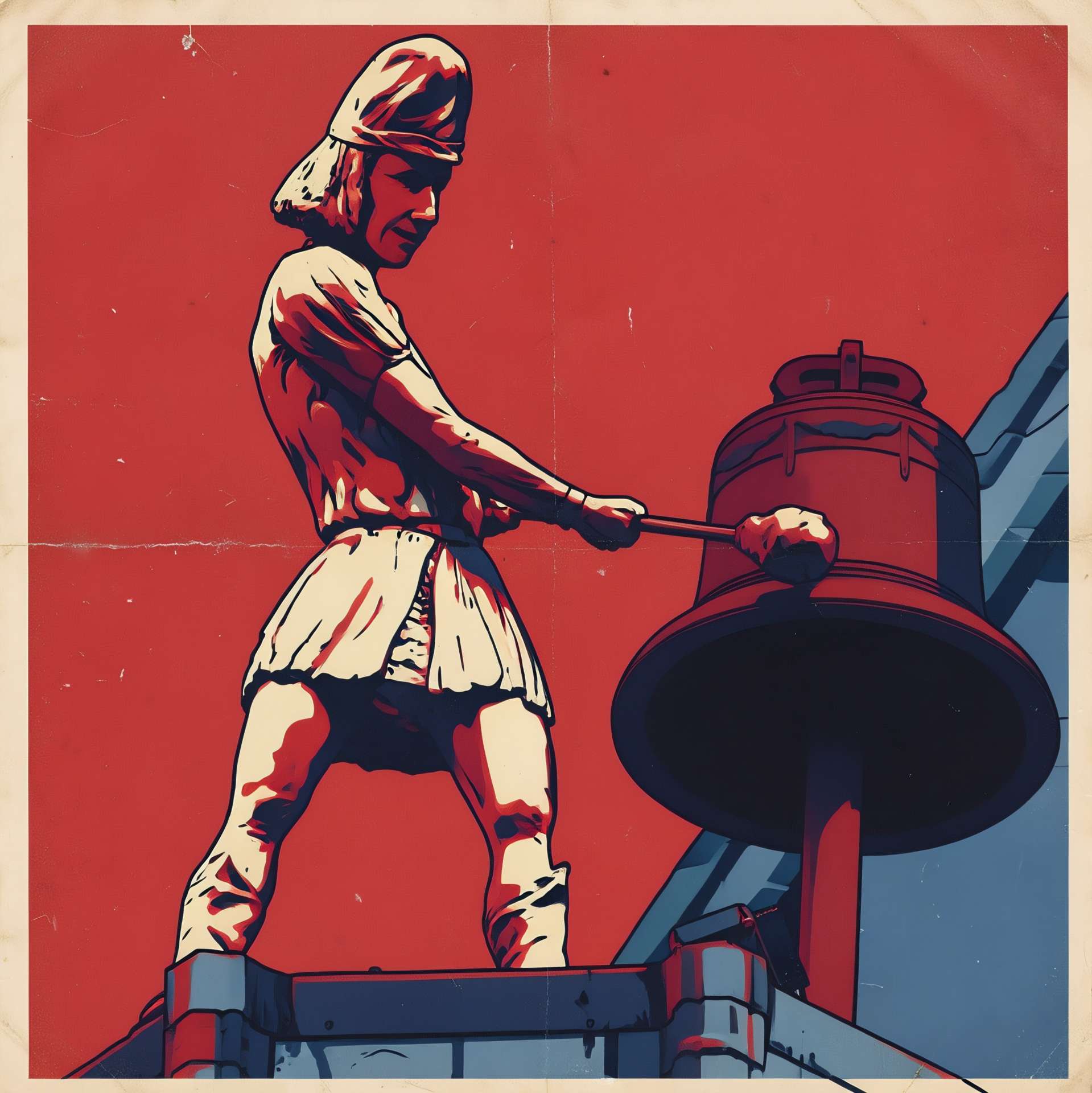 A medieval figure striking a large bell, representing an employee raising the alarm about wrongdoing and the statutory protection from reprisals against whistleblowers under Ontario's Securities Act
